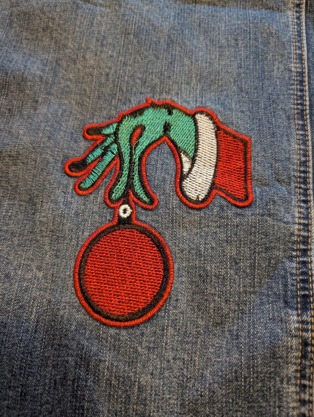 Flamingals Mid-rise Wide-Leg Jeans Holiday Grinch Embroidery NWT Women's 2XL - Picture 5 of 10